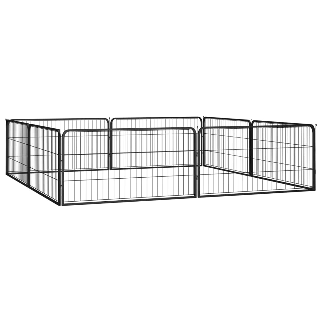 VidaXL Dog Kennel 8 panels 100x50 cm powder -coated steel black