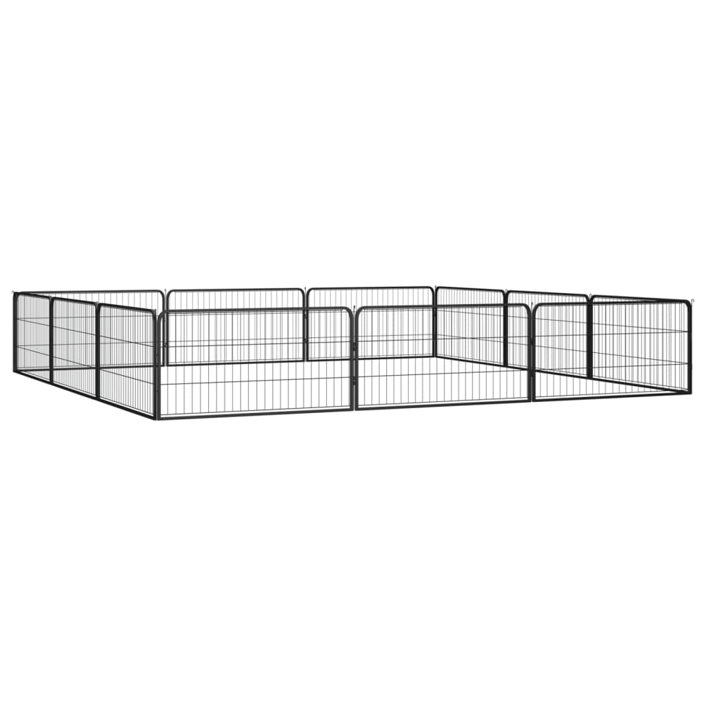 VidaXL Dog Kennel 12 panels 100x50 cm powder -coated steel black