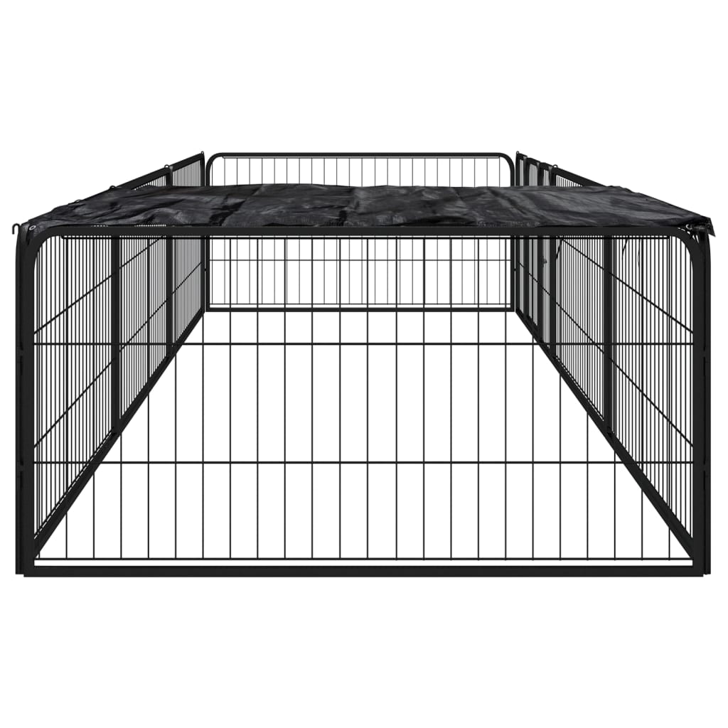 VidaXL Dog Kennel 8 panels 100x50 cm powder -coated steel black