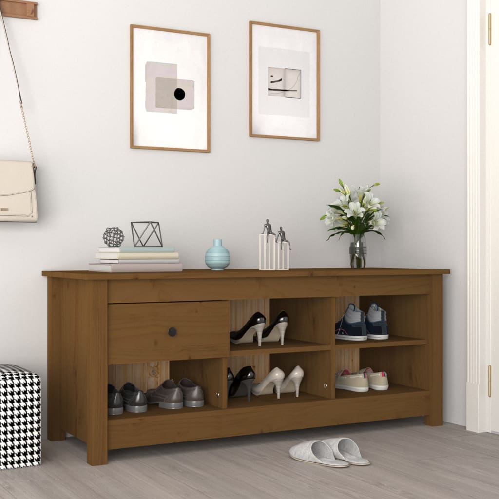 Vidaxl Shoe cabinet 110x38x45.5 cm Solid pine Honey brown