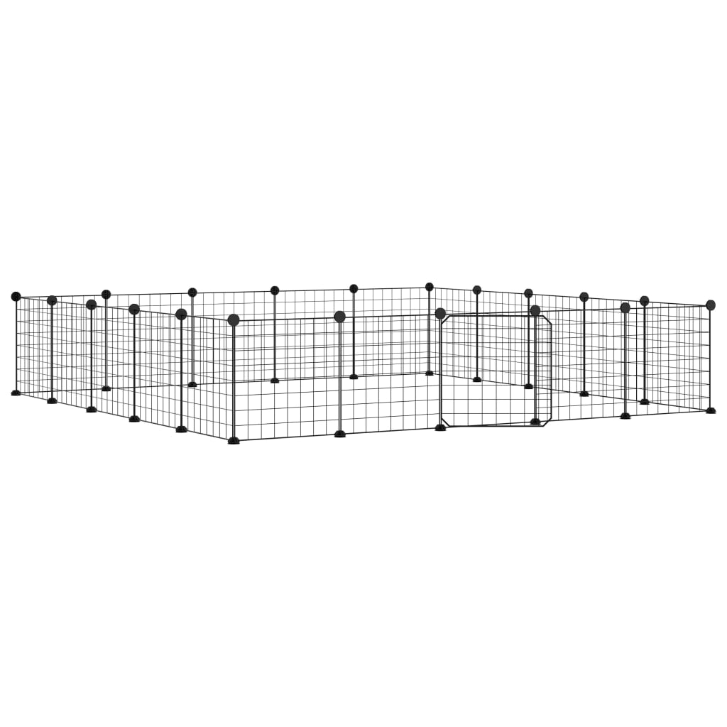 Vidaxl Pets Cage se dveřmi 20 panelů 35x35 cm ocelová černá