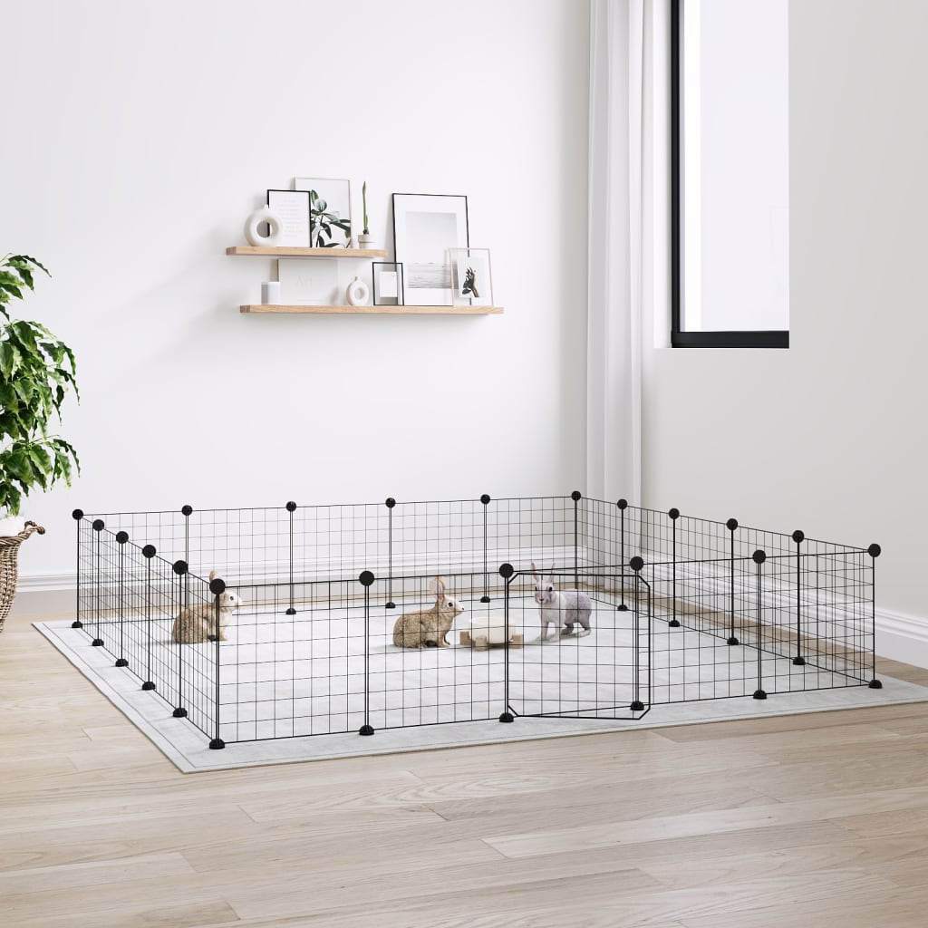 Vidaxl Pets Cage se dveřmi 20 panelů 35x35 cm ocelová černá