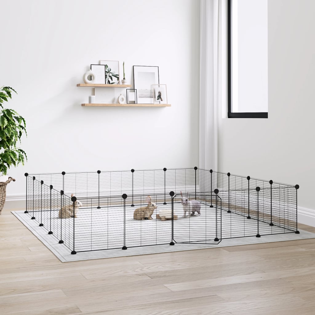 Cage Vidaxl animaux avec porte 20 panneaux 35x35 cm en acier noir