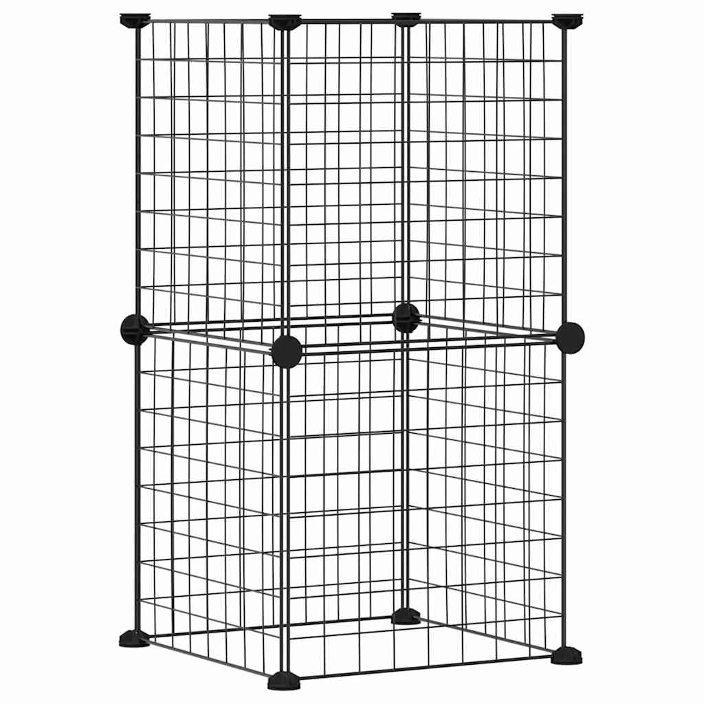 Vidaxl Hausdéieren Käfeg mat 8 Panneauen 35x35 cm Stol Black