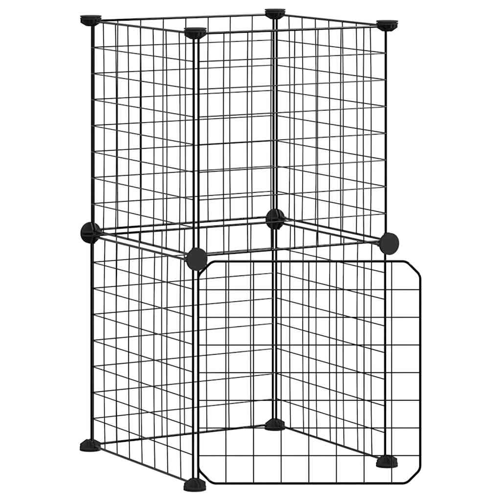 Vidaxl Hausdéieren Käfeg mat Dier 8 Panels 35x35 cm Stol Black