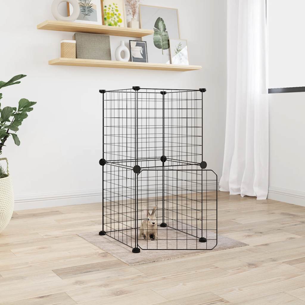 Vidaxl Pets Cage se dveřmi 8 panelů 35x35 cm ocel černá