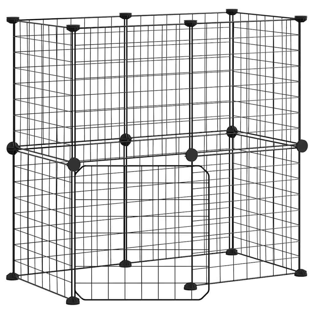 Vidaxl Petts Cage avec porte 12 panneaux 35x35 cm en acier noir