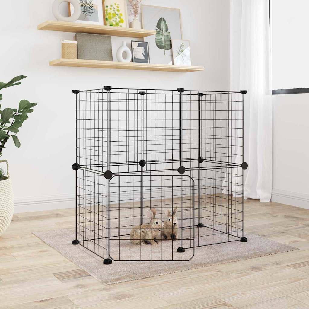 Vidaxl Pets Cage z drzwiami 12 paneli 35x35 cm stalowa czarna