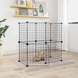 Vidaxl Petts Cage avec porte 12 panneaux 35x35 cm en acier noir