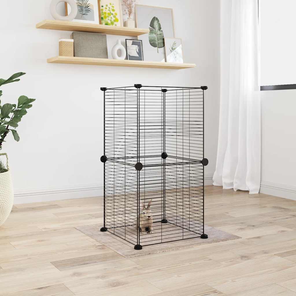 Vidaxl Pets Cage with 8 panels 35x35 cm steel black