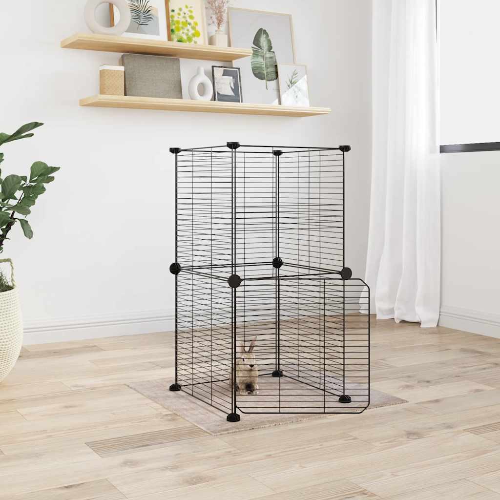 Vidaxl Pets Cage z drzwiami 8 paneli 35x35 cm stalowa czarna