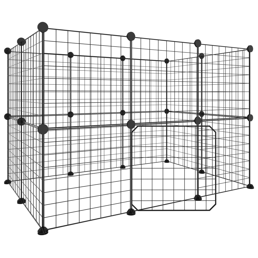 Cage Vidaxl animaux avec porte 20 panneaux 35x35 cm en acier noir