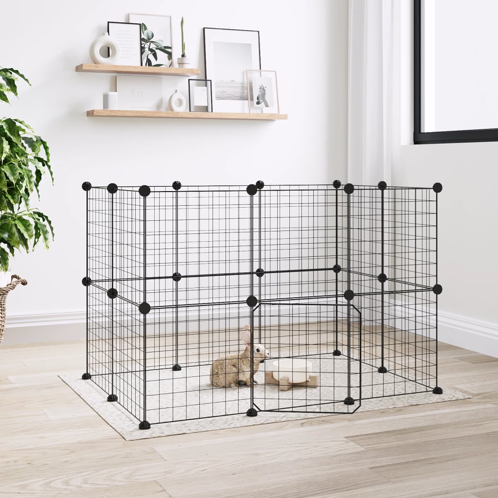 Cage Vidaxl animaux avec porte 20 panneaux 35x35 cm en acier noir