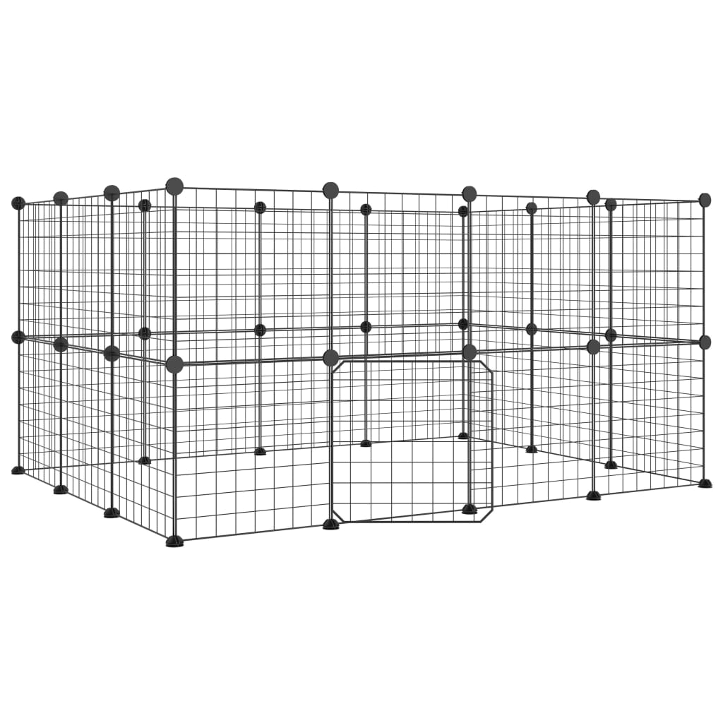 Vidaxl Pets Cage se dveřmi 28 panelů 35x35 cm ocel černá