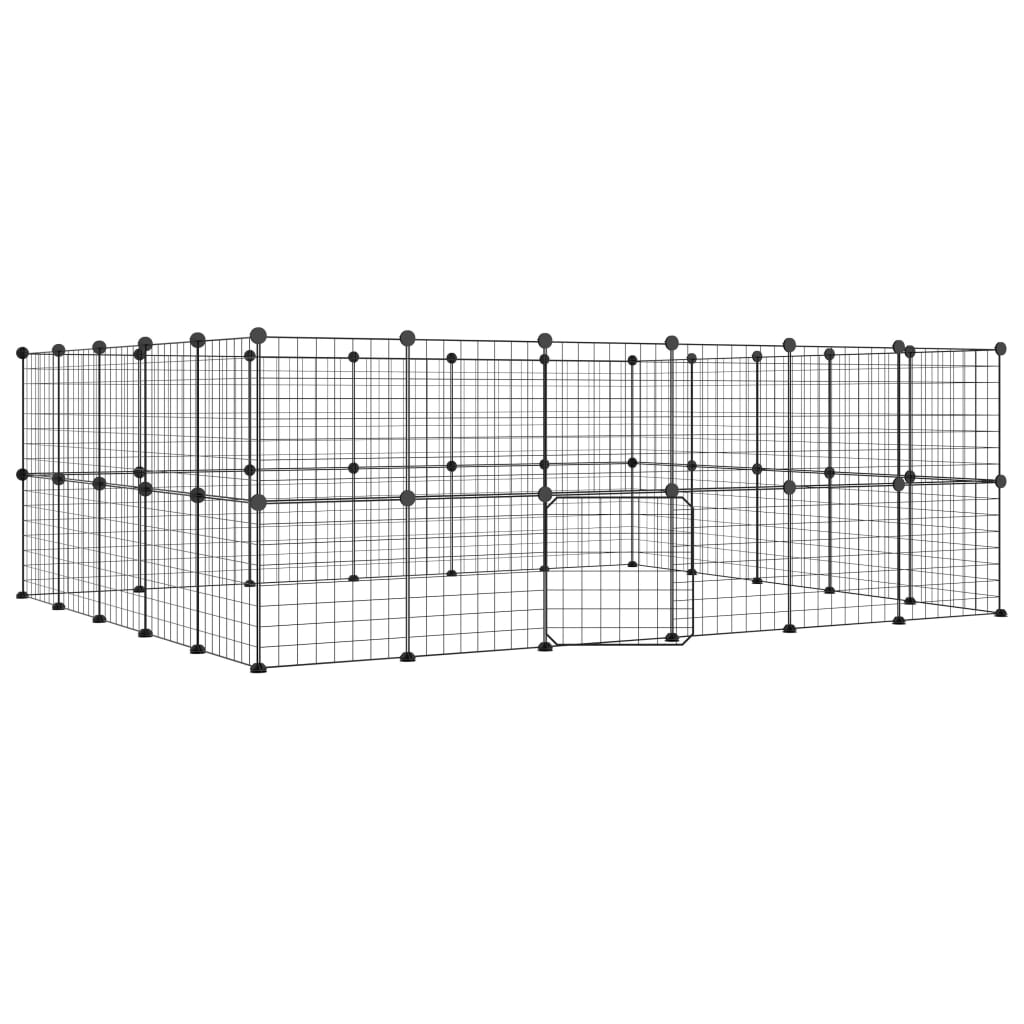 Vidaxl Pets Cage With Door 44 Panels 35x35 cm ocelová černá