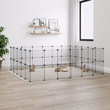 Vidaxl Pets Cage With Door 44 Panels 35x35 cm ocelová černá