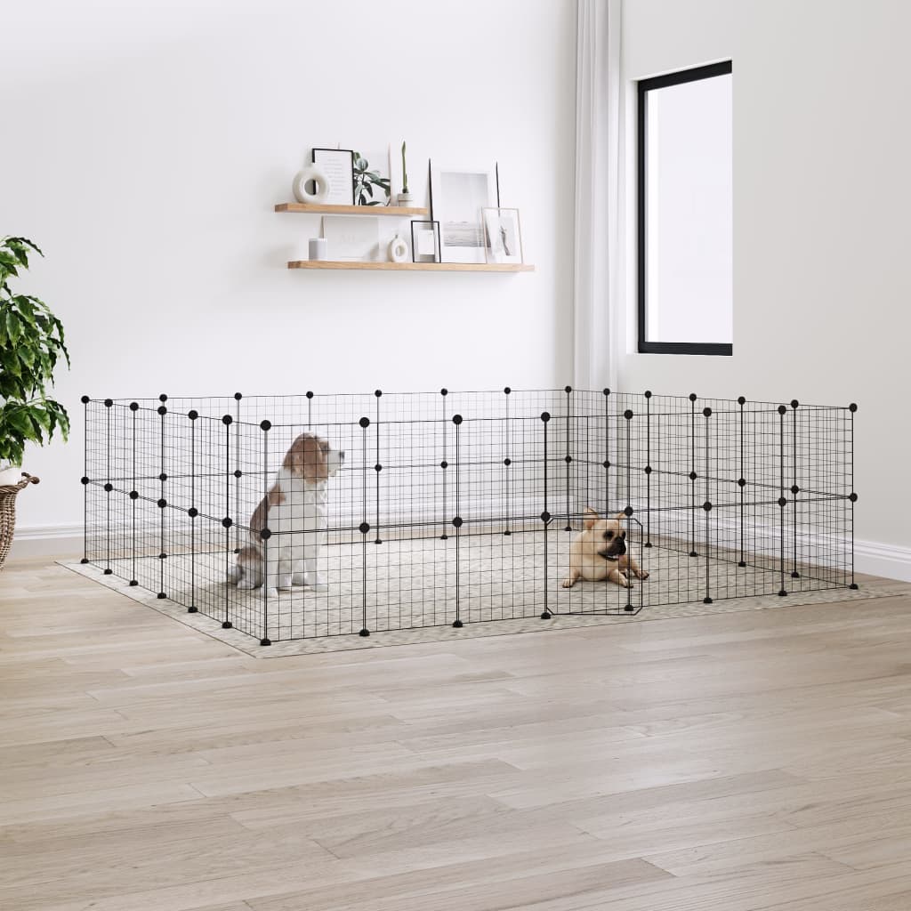 Vidaxl Pets Cage s dveřmi 52 panely 35x35 cm ocel černá