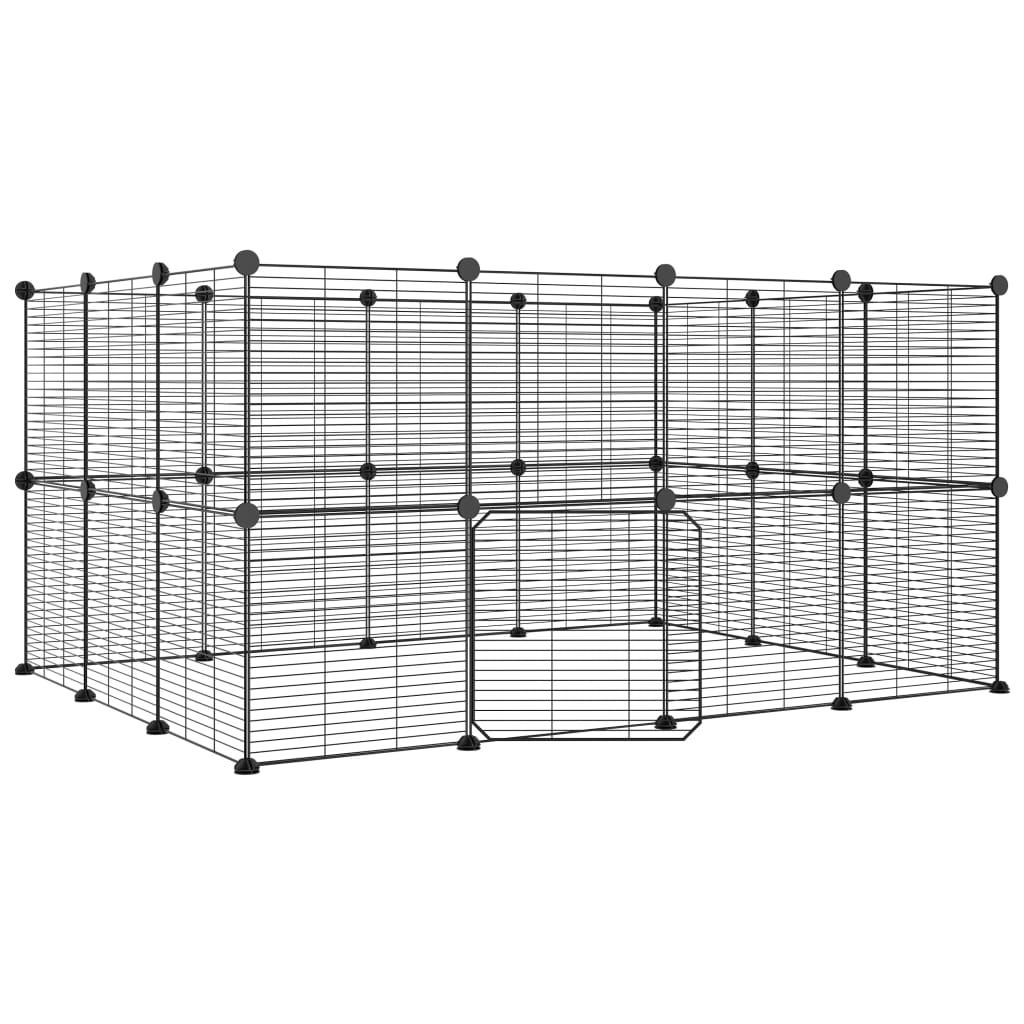 Vidaxl Petts Cage avec porte 28 panneaux 35x35 cm en acier noir