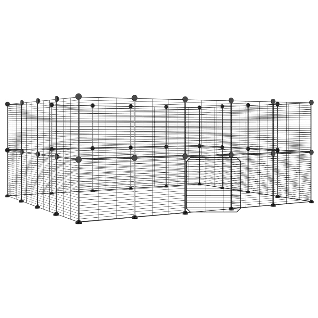 Vidaxl Pets Cage With Door 36 Panels 35x35 cm ocel černá