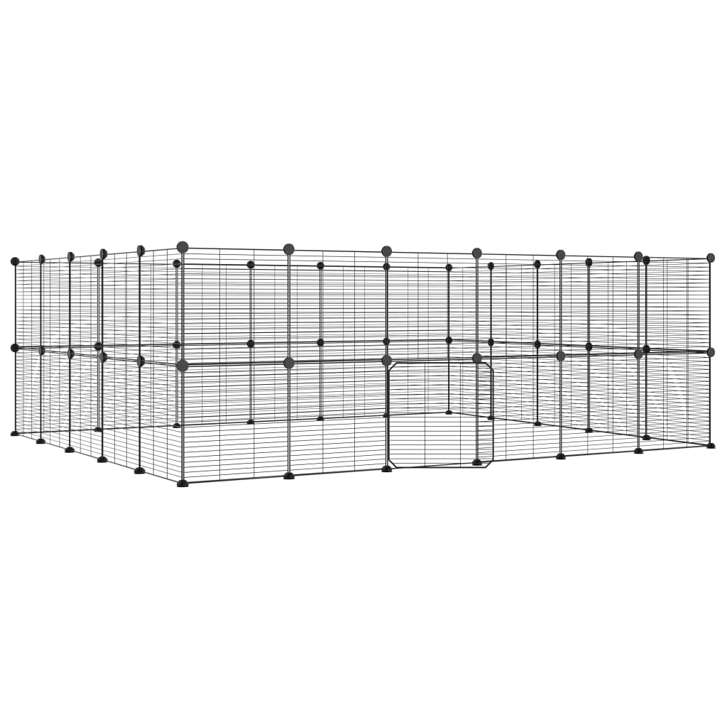 Vidaxl Pets Cage With Door 44 Panels 35x35 cm ocelová černá