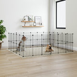 Vidaxl Pets Cage With Door 44 Panels 35x35 cm ocelová černá