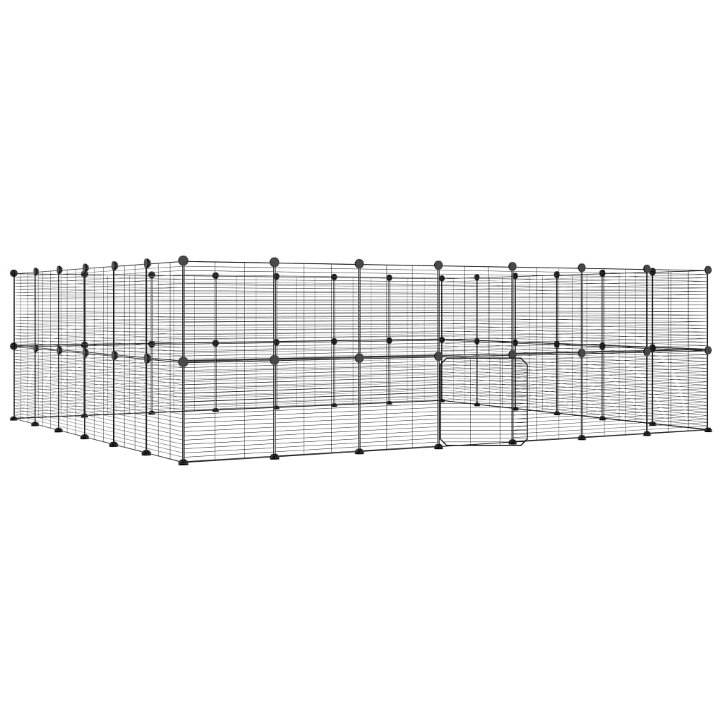 Vidaxl Pets Cage s dveřmi 52 panely 35x35 cm ocel černá