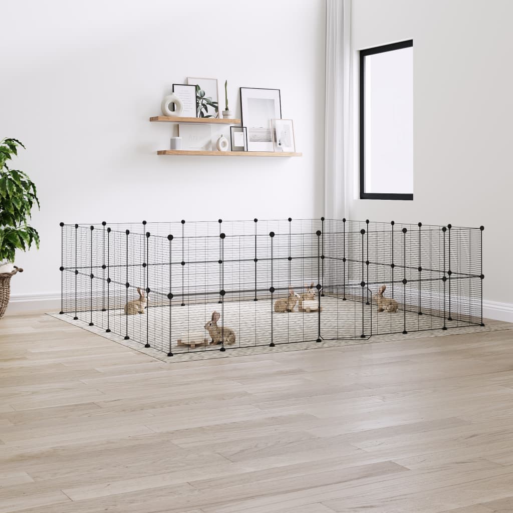 Vidaxl Pets Cage s dveřmi 52 panely 35x35 cm ocel černá