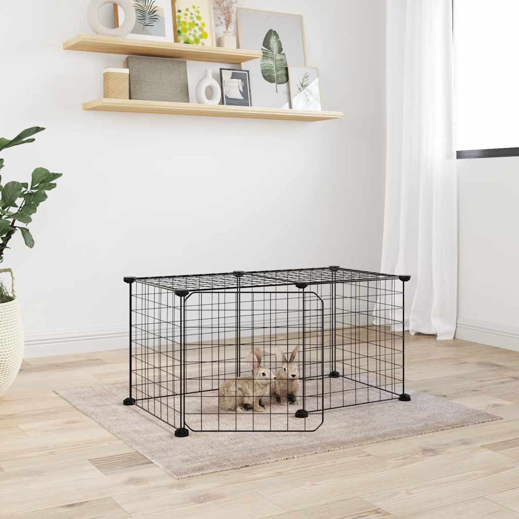 Vidaxl Pets Cage se dveřmi 8 panelů 35x35 cm ocel černá