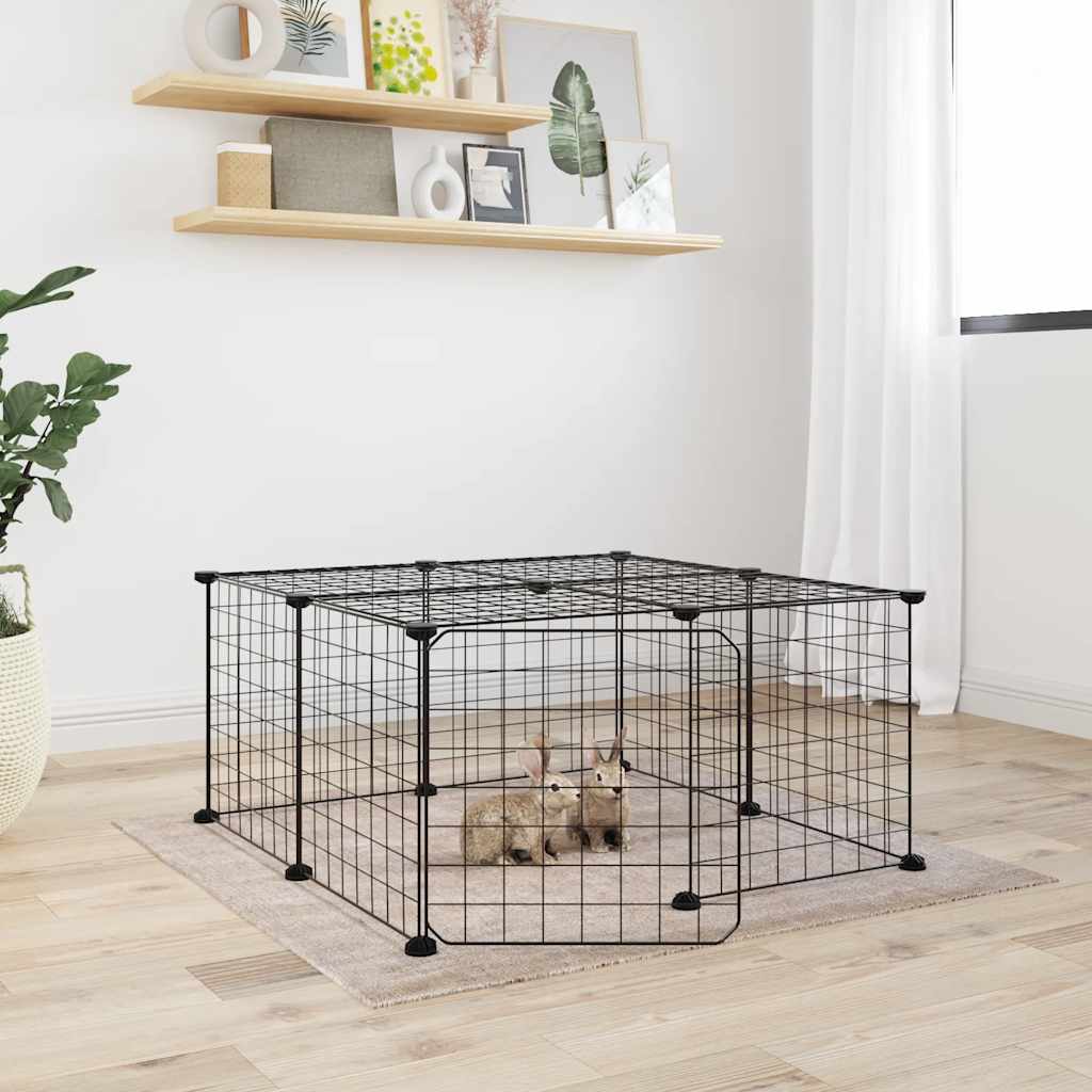 Vidaxl Pets Cage se dveřmi 12 panelů 35x35 cm ocel černá