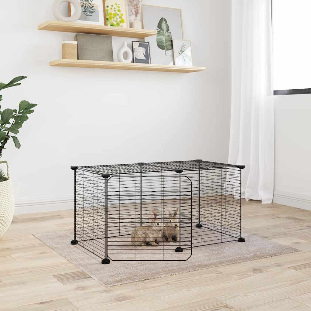 Vidaxl Pets Cage se dveřmi 8 panelů 35x35 cm ocel černá