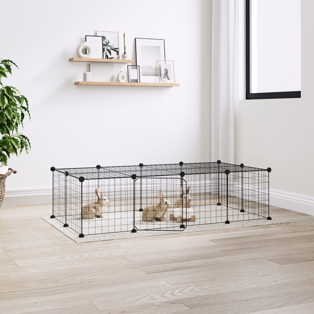 Vidaxl Pets Cage se dveřmi 20 panelů 35x35 cm ocelová černá