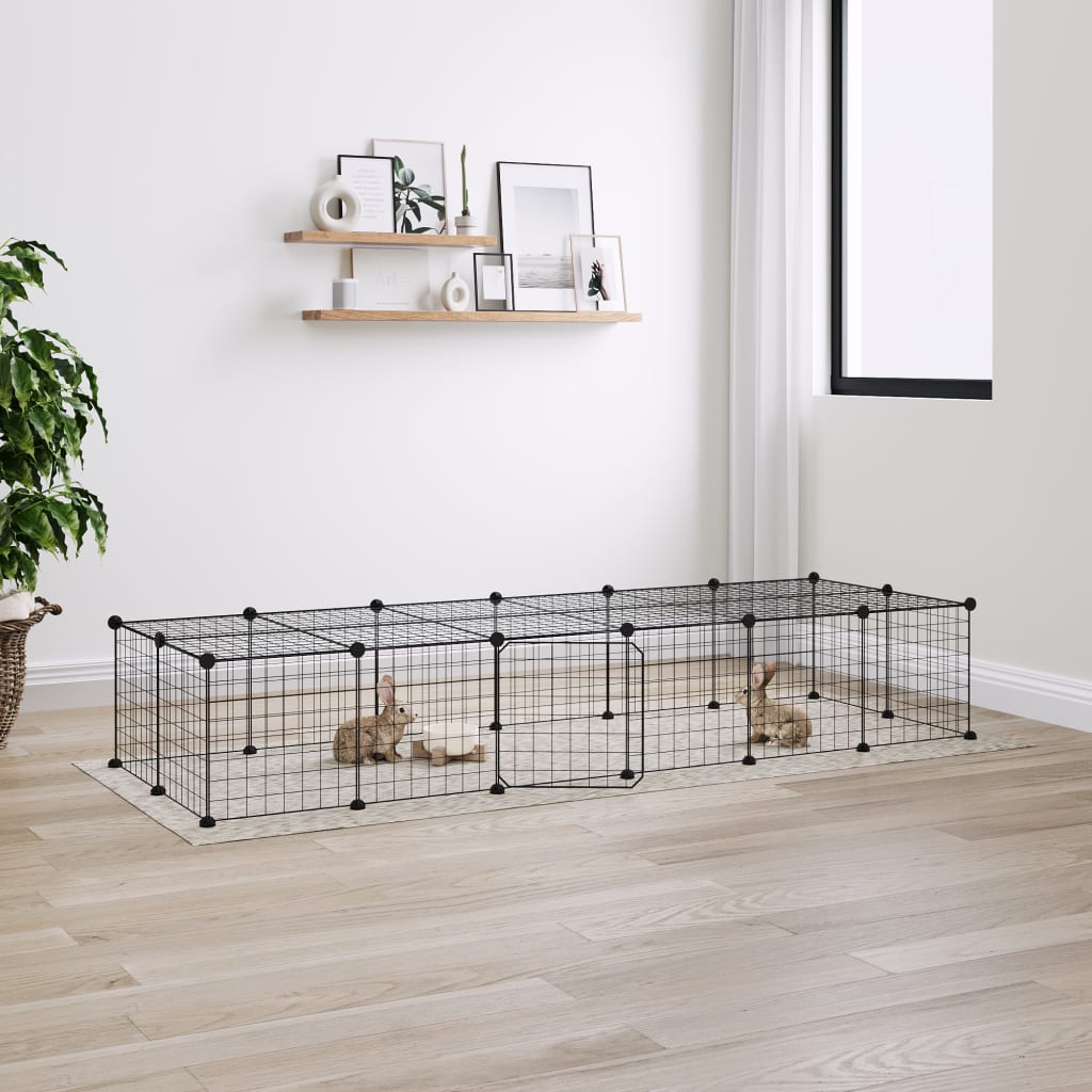 Vidaxl Pets Cage se dveřmi 28 panelů 35x35 cm ocel černá