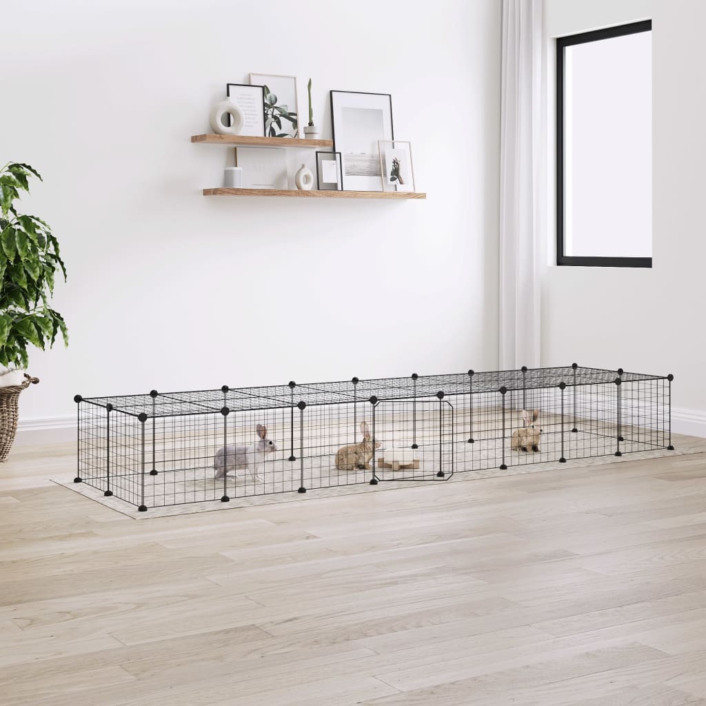 Vidaxl Pets Cage With Door 36 Panels 35x35 cm ocel černá