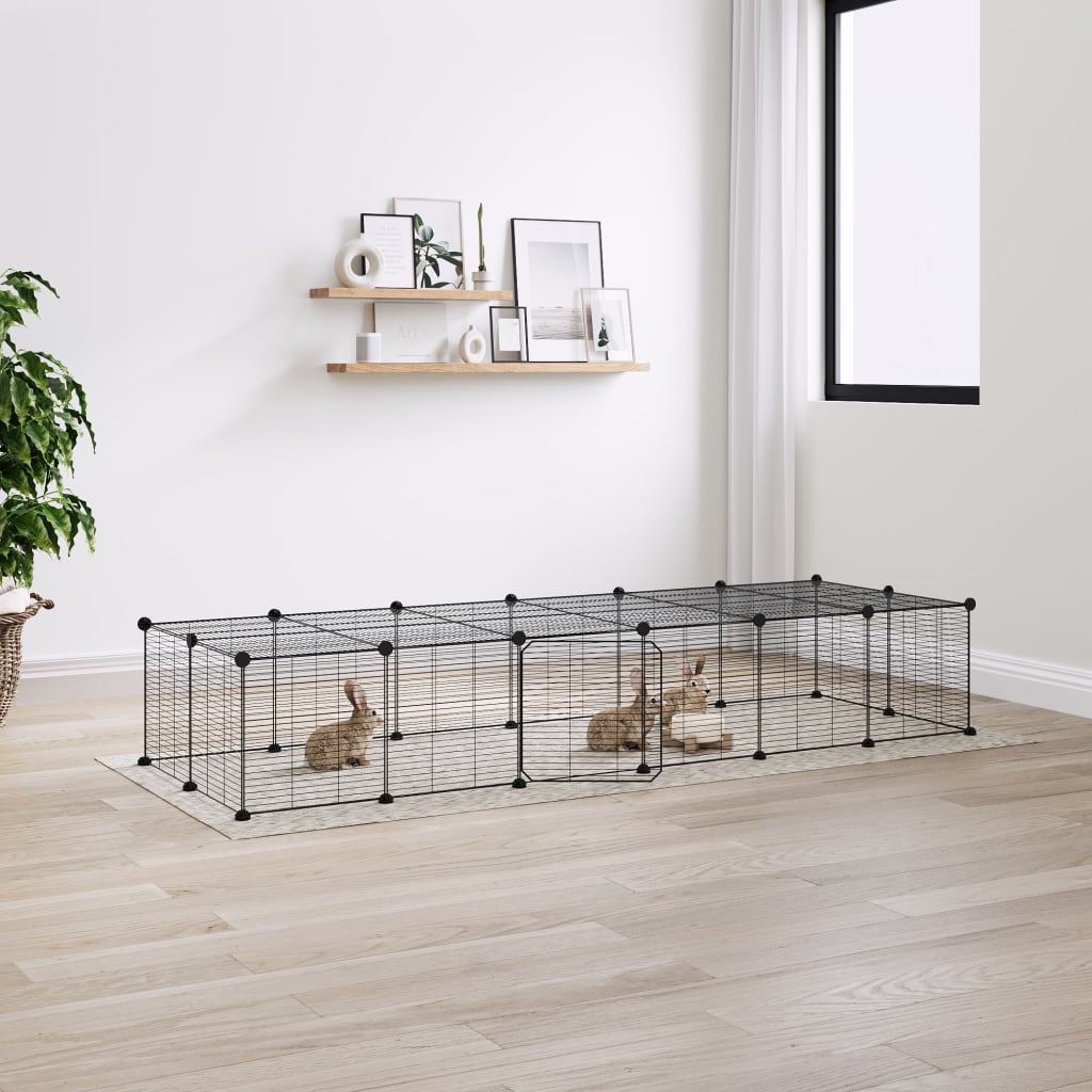 Vidaxl Pets Cage se dveřmi 28 panelů 35x35 cm ocel černá