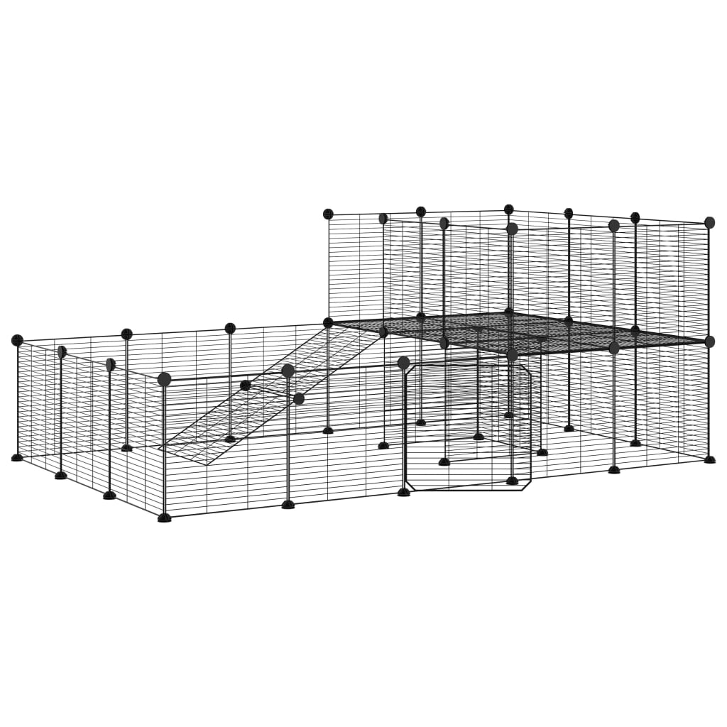 Vidaxl Pets Cage With Door 36 Panels 35x35 cm ocel černá