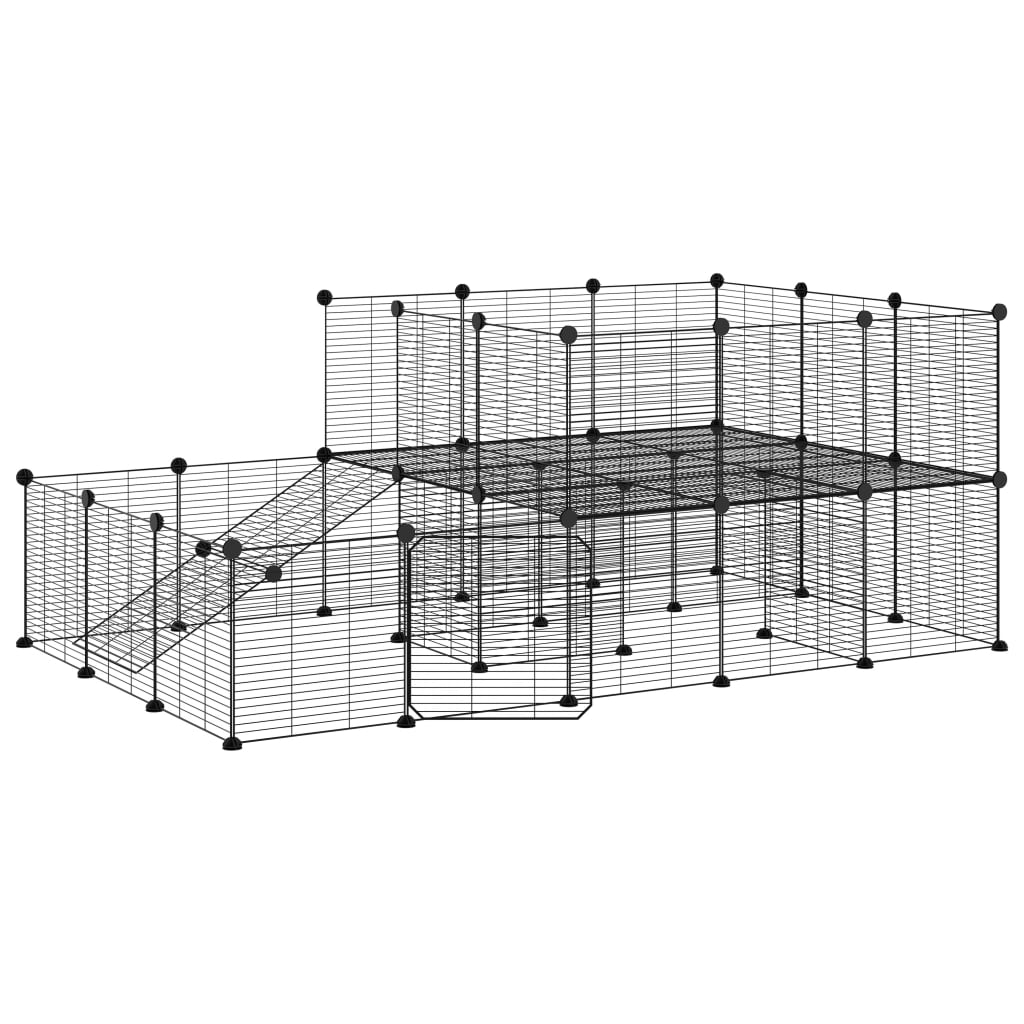 Vidaxl Pets Cage With Door 44 Panels 35x35 cm ocelová černá