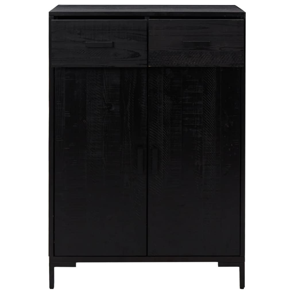 Vidaxl Shoe Cabinet 75x40x110 cm Solid fyrretræ sort