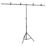 VidaXL Achtergrondstandaard T-vormig 201x60x(70-200) cm zwart