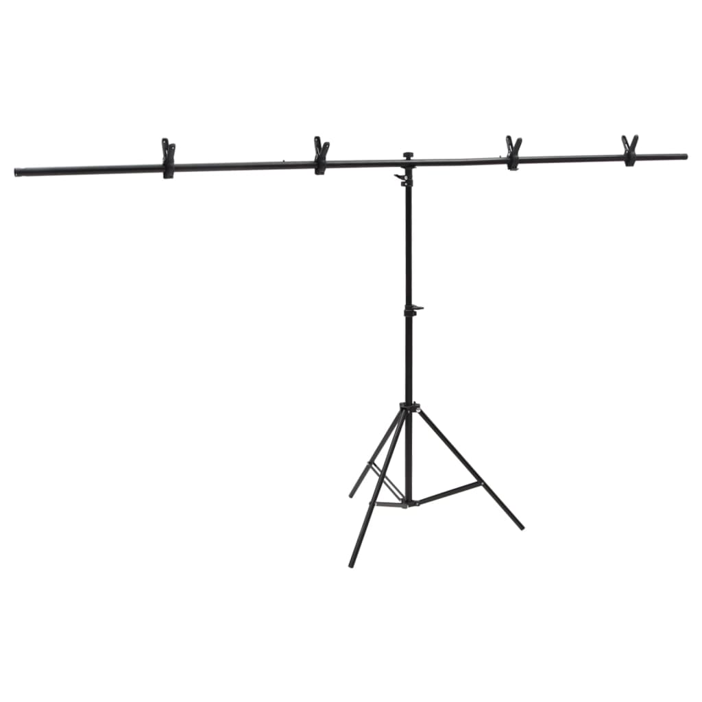 VidaXL Achtergrondstandaard T-vormig 201x60x(70-200) cm zwart