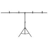 VidaXL Achtergrondstandaard T-vormig 201x60x(70-200) cm zwart