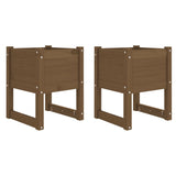 Vidaxl Planters 2 St 40x40x52,5 cm Solid fyrretræbrun