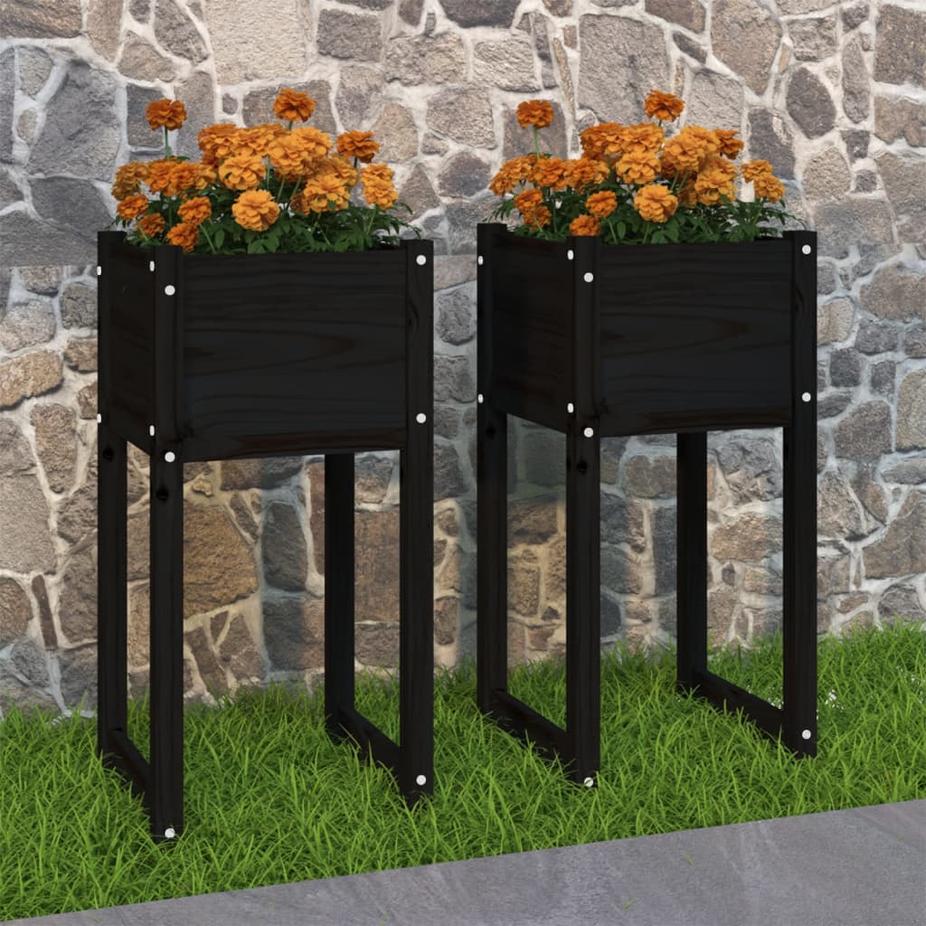 Vidaxl Planters 2 ST 40x40x81 cm Trdna bora črna