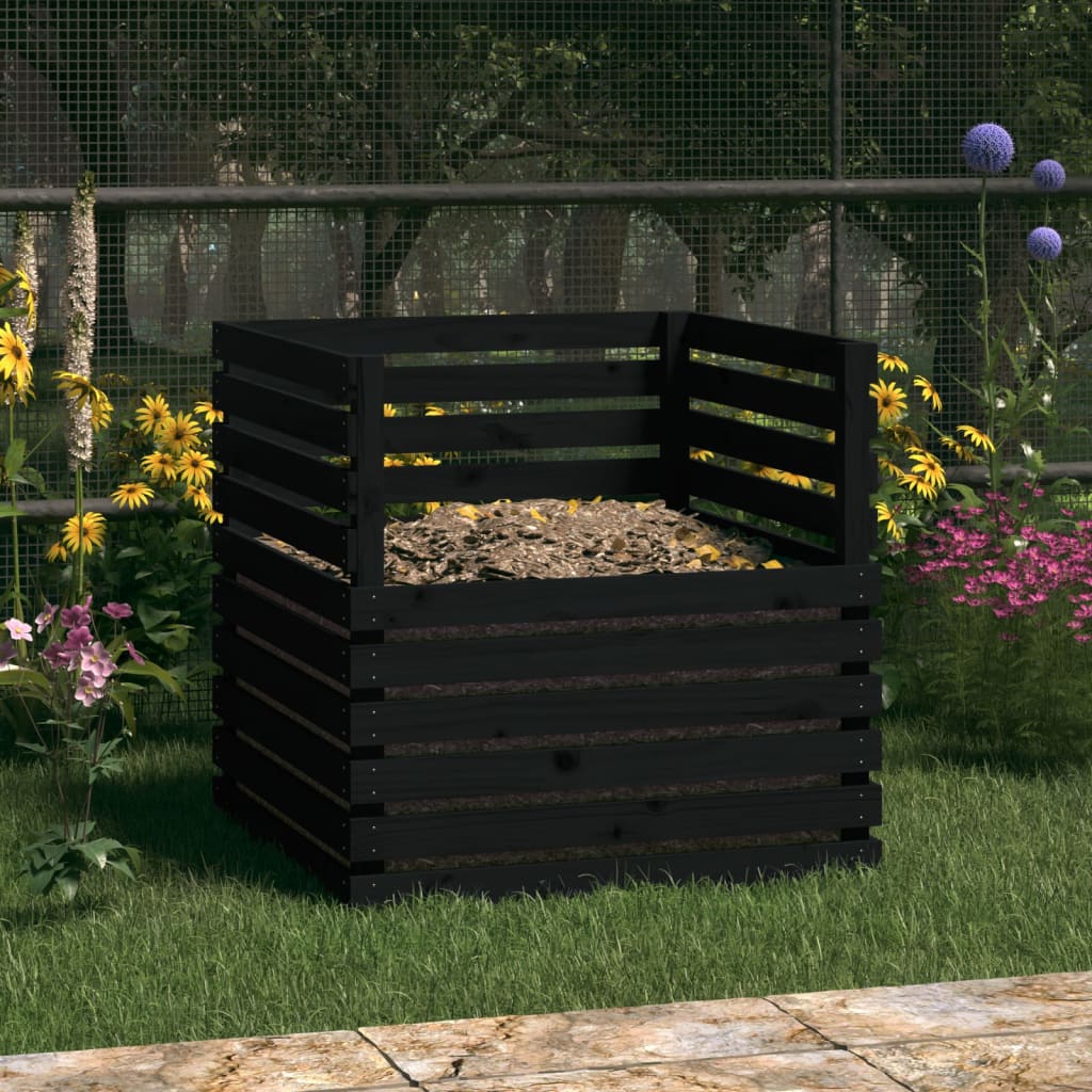 Vidaxl Compost bin 80x80x78 cm Solid pine black