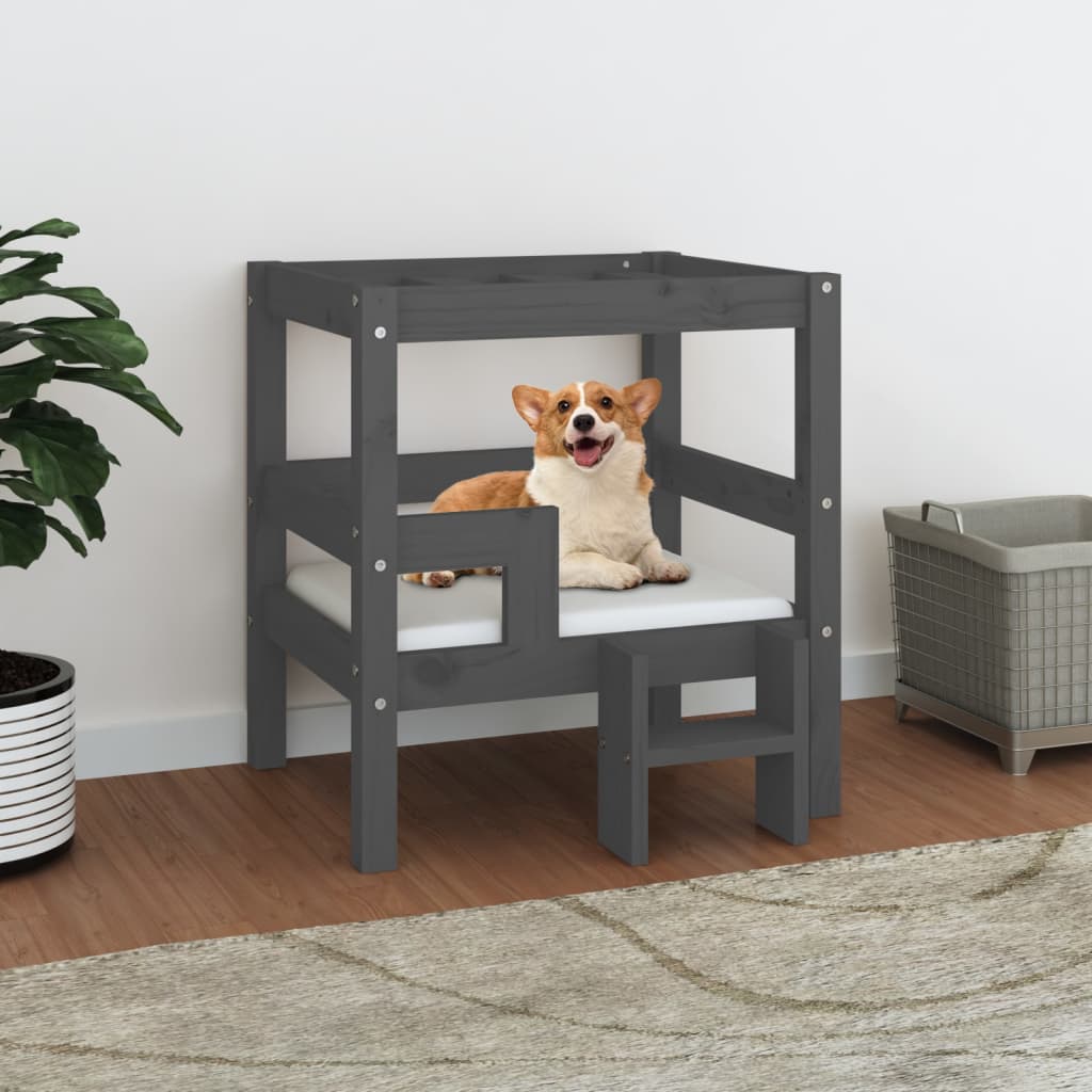 VidaXL dog basket 55.5x53.5x60 cm solid pine gray gray