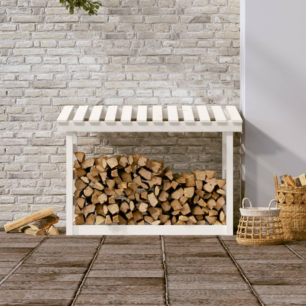 Vidaxl Fireplace Trek 108x64.5x78 cm Solid pine white