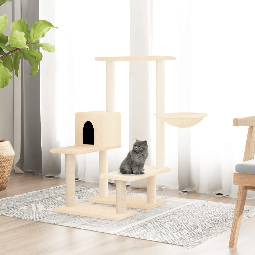 Vidaxl Cat Miwwelen mat Sisal Scratching Posts 94.5 cm Crème -Colored