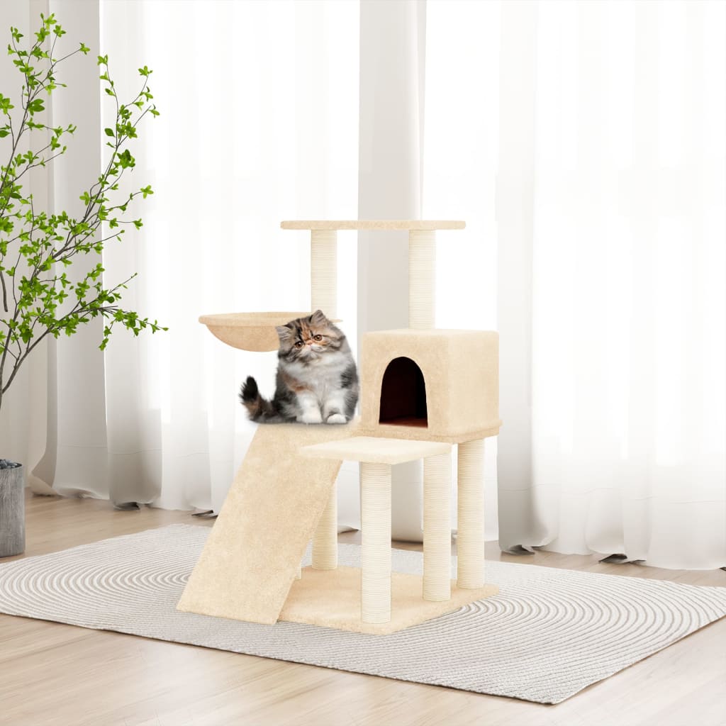 Vidaxl -Katzenmöbel mit Sisal -Kratzerpfosten 82 cm creme -geläutet