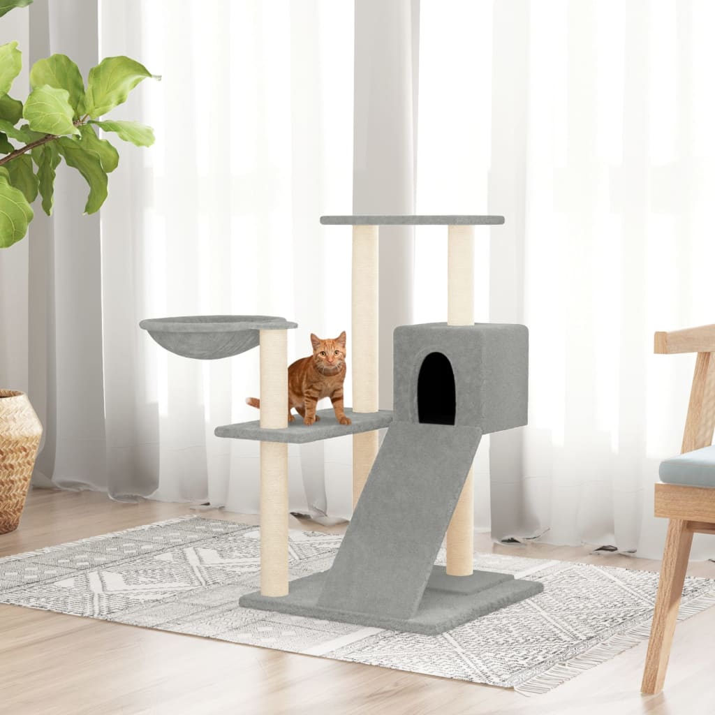 Vidaxl kattmöbler med sisal skrapande stolpar 82 cm ljusgrå