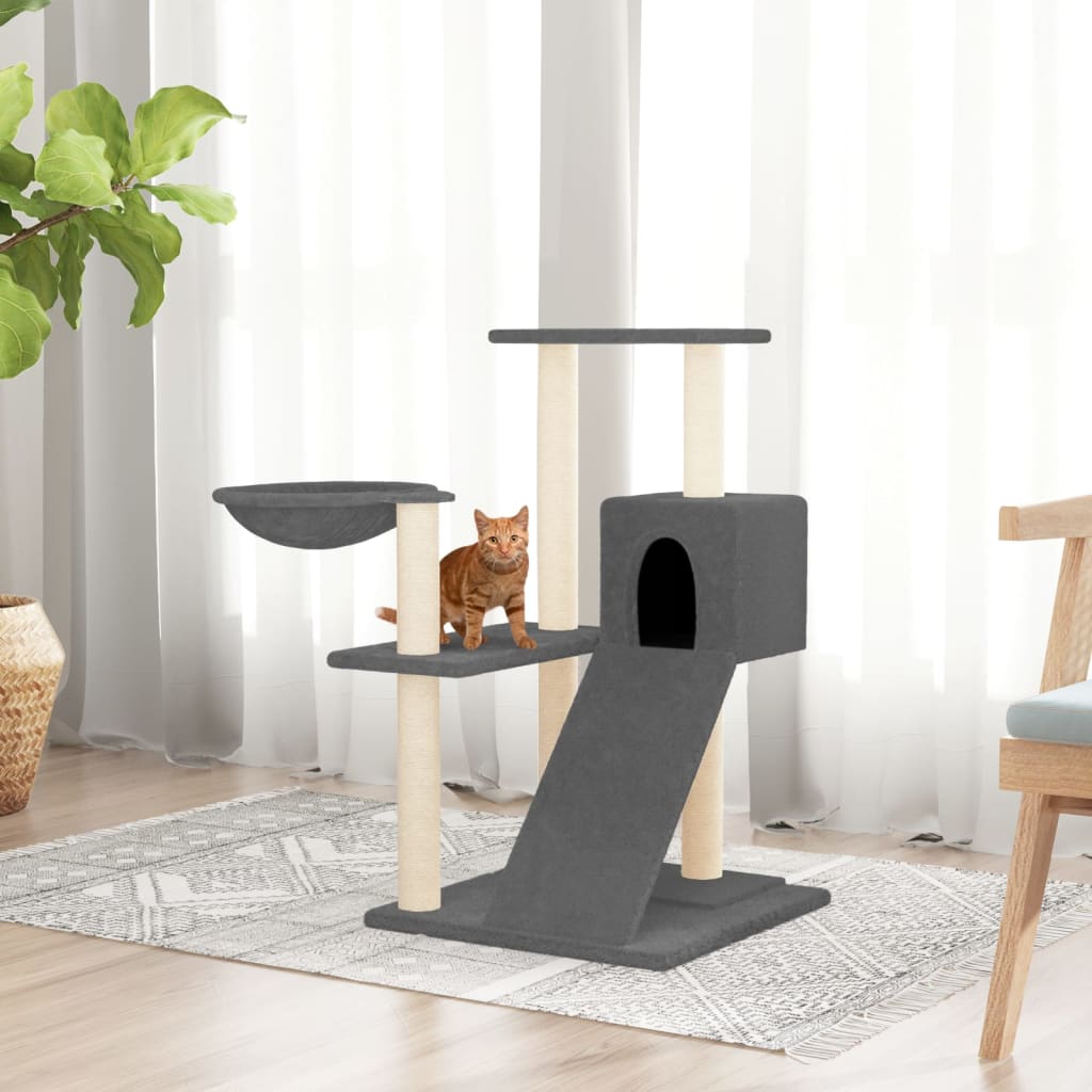 Muebles de gato de Vidaxl con postes de rascado de sisal 82 cm de gris oscuro