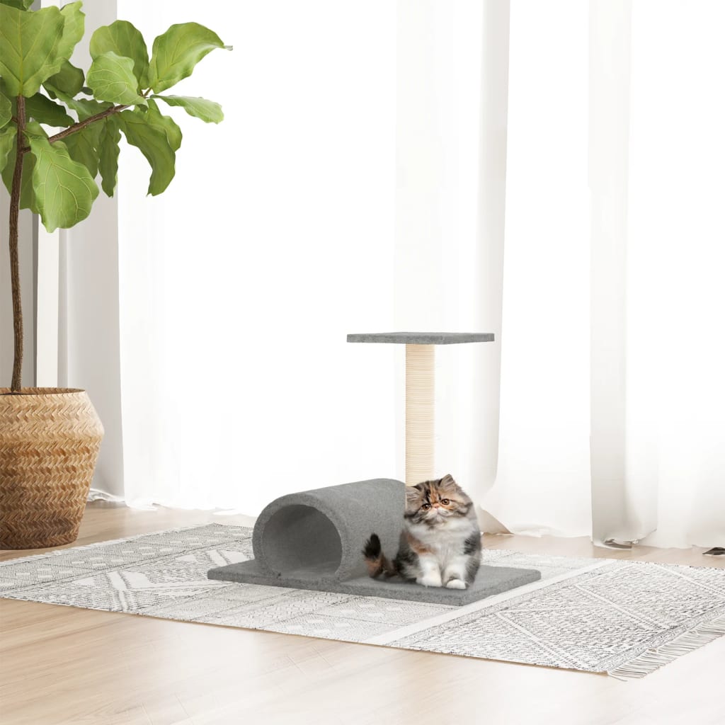 Vidaxl cat furniture with tunnel 60x34.5x50 cm light gray